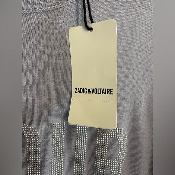 Zadig & Voltaire Gaby Amour grey Sweater with studded bling. NWT. Large - Picture 8 of 12